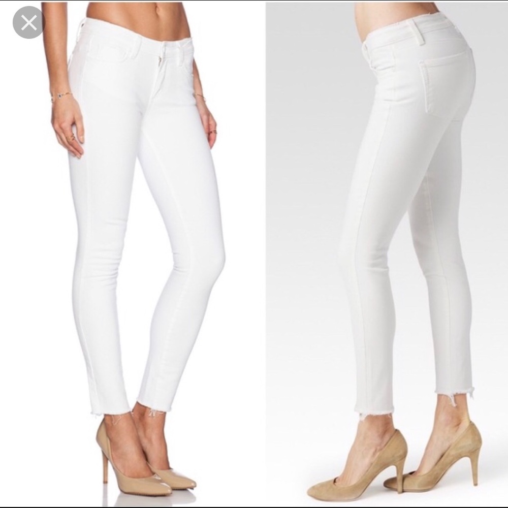 Paige Verdugo Ankle Skinny White raw hem jeans 26